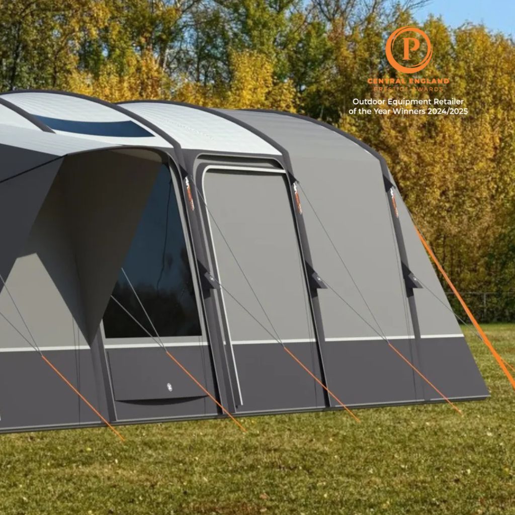 Inflatable air tent in a field