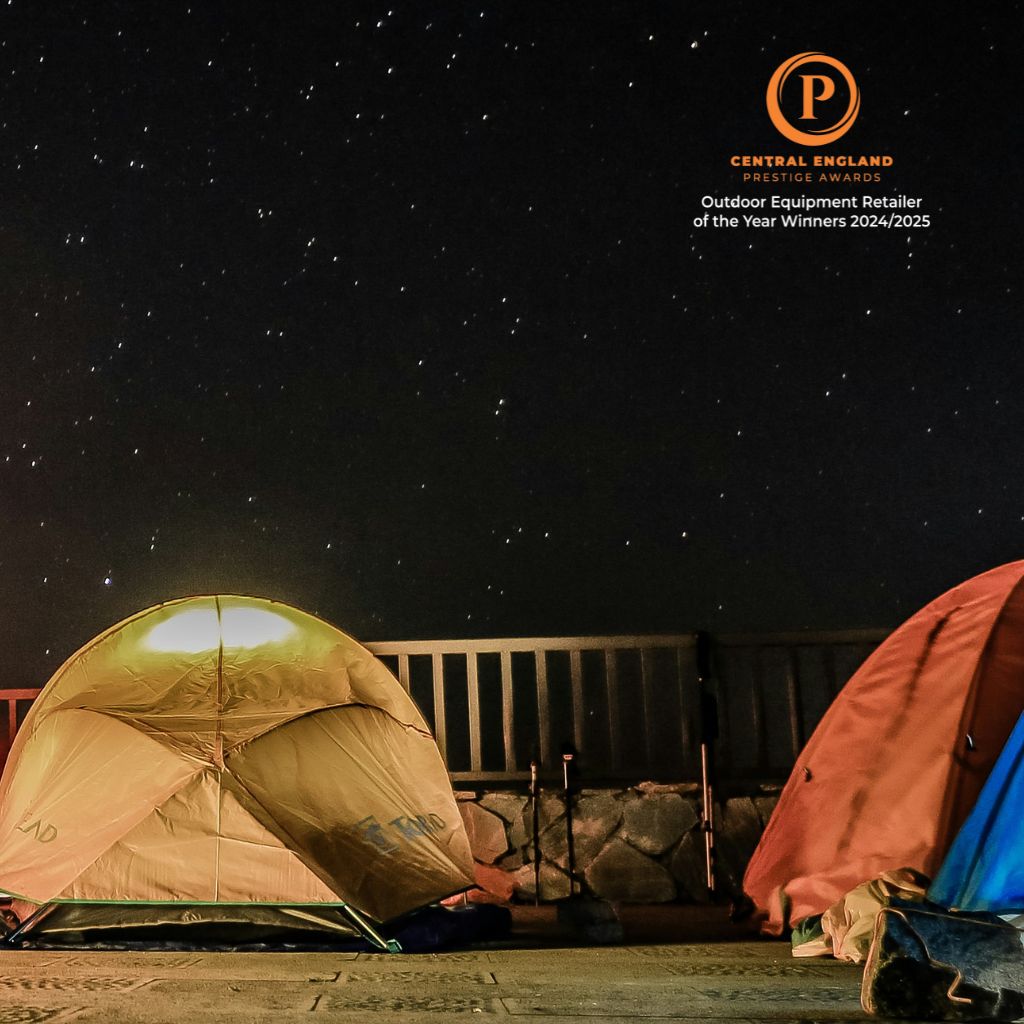 Tents under the stars at night