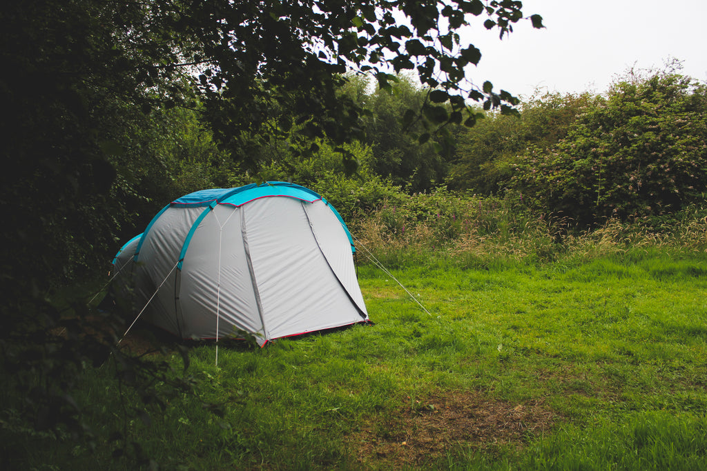 camping tent in a field